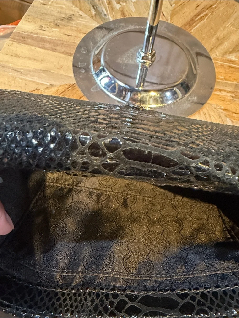Michael Kors Black Studded Chain Shoulder Clutch Antonia